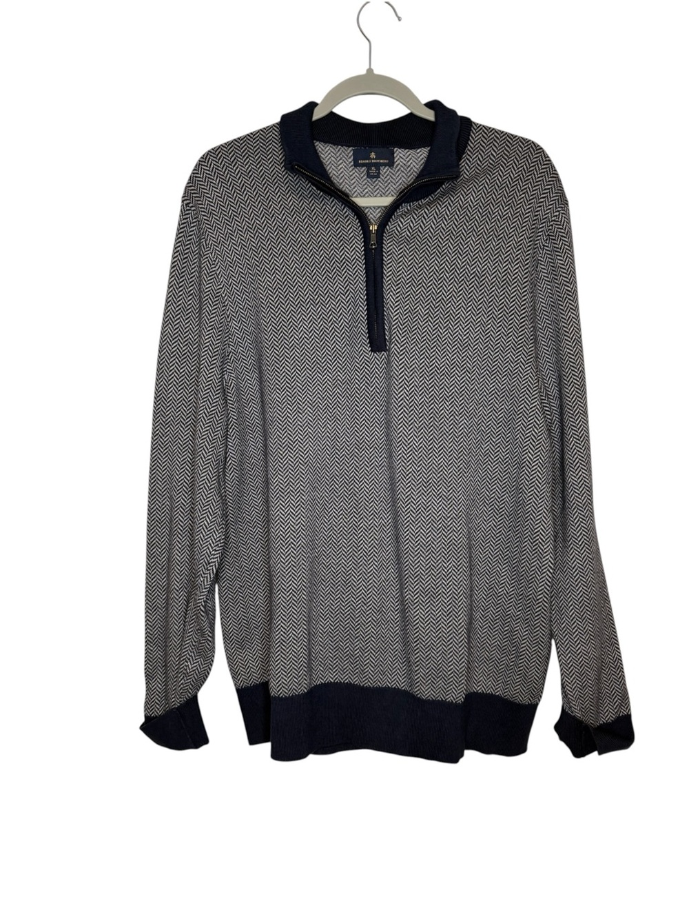 Brooks Brothers Mens 1/4 Zip Herringbone Pullover Sweater Size XL